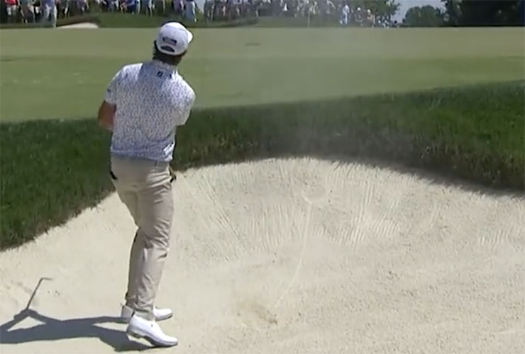 WATCH: Max Homa holes out twice from the sand in four holes to get back on track at BMW Championship