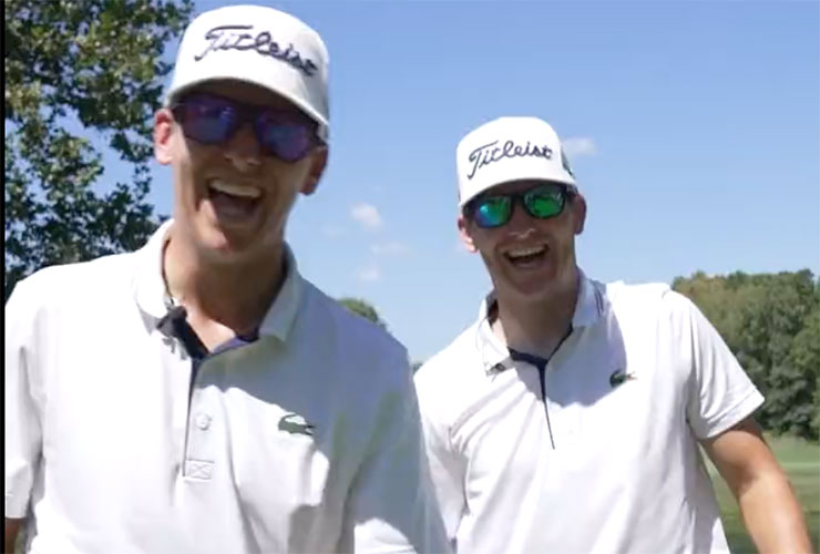 WATCH: Korn Ferry twins pull off switcheroo on their playing partners during pro-am