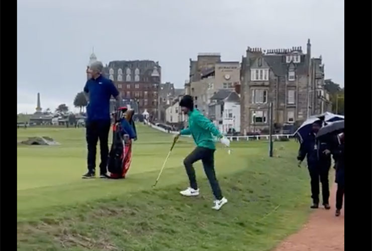 WATCH: We’re pretty sure Tommy Fleetwood just pulled off a first at the Old Course (involving two golf balls)