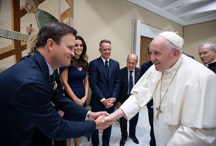 Ryder Cup captains Luke Donald and Zach Johnson meet Pope Francis