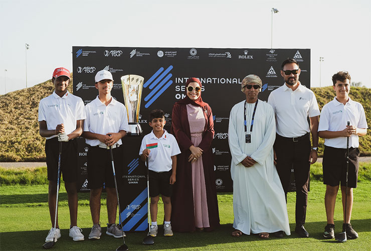 Ceremonial tee shot officially starts the International Series Oman at Al Mouj Golf