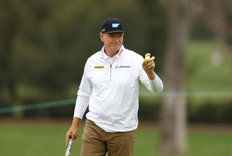 Bernhard Langer’s bid for record 46th senior victory unravels as Ernie Els wins Hoag Classic by one