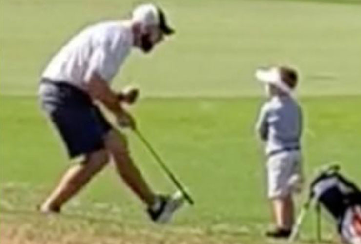 Five-year-old chips in 30-yard shot for par at first golf tournament, start buying stock now
