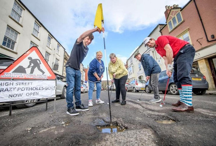 Take a look at this ‘crazy pothole golf’ course on a street in England