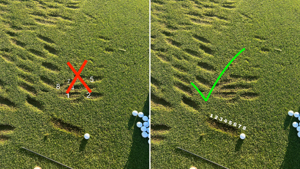1 picture that shows the best (and worst) way to take divots on the driving range