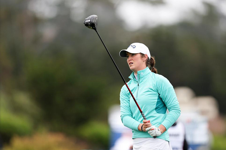 Irish amateur Aine Donegan overcomes travel travails that included a broken driver and is on the leader board