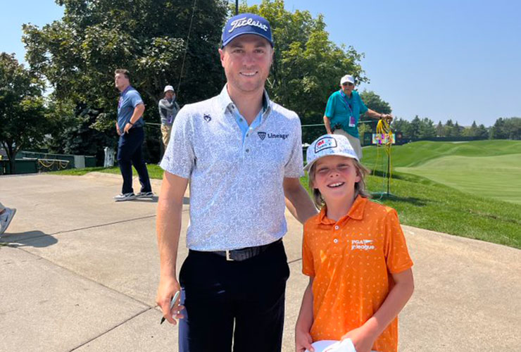 Watch: Justin Thomas lets 11-year-old hit shot with his golf club, is amazed by the result