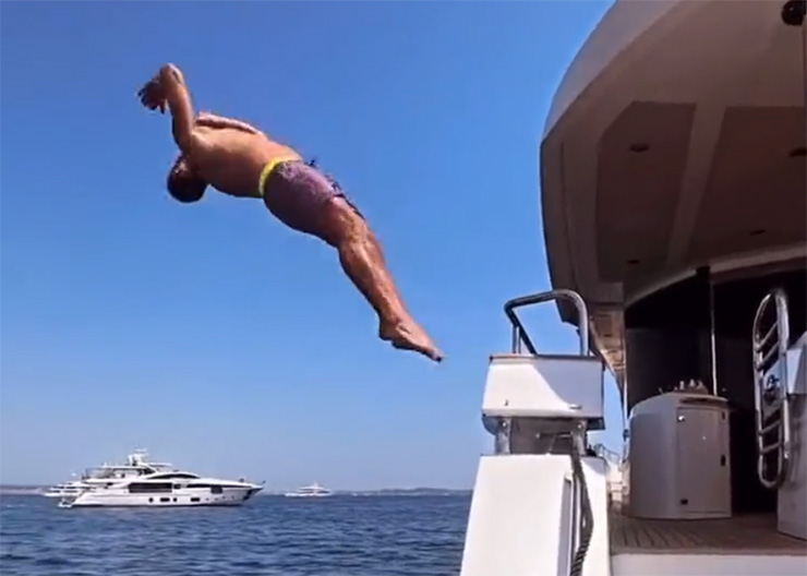 Dustin Johnson nails backflip off a yacht. Next stop: Summer Olympics