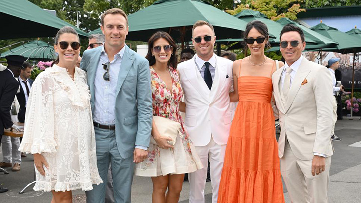 Jordan Spieth, Rickie Fowler, Justin Thomas spend day at Wimbledon, watch Novak Djokovic match with their wives