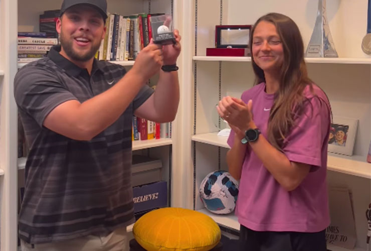 Football star moves her trophies to honour husband’s hole-in-one, might be the golf wife of the year