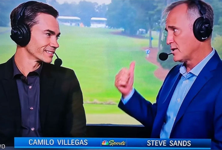 Camilo Villegas made the ultimate rookie broadcasting mistake and then veteran Steve Sands saved the day