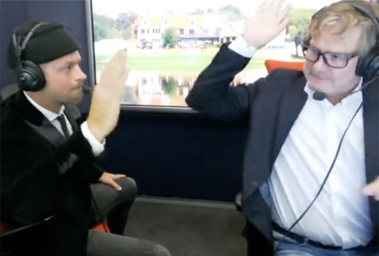 WATCH: The Norwegian broadcast booth got so fired up for Viktor Hovland’s win that they taunted Xander Schauffele