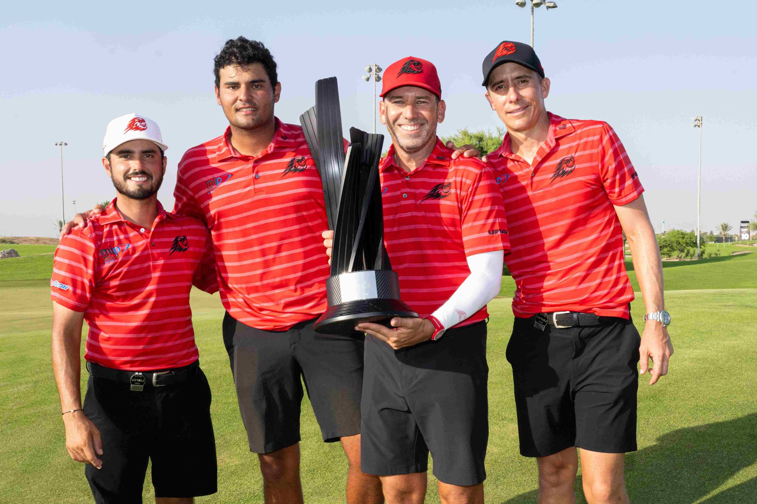 Sergio Garcia celebrating with Fireballs team after missing out on individual glory at LIV Golf Jeddah