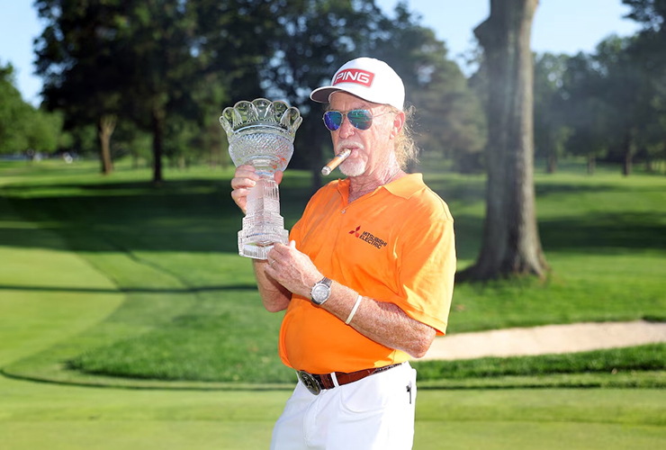 Miguel Angel Jimenez, at 61, continues his resurgence with a playoff victory in the Kaulig Companies Championship