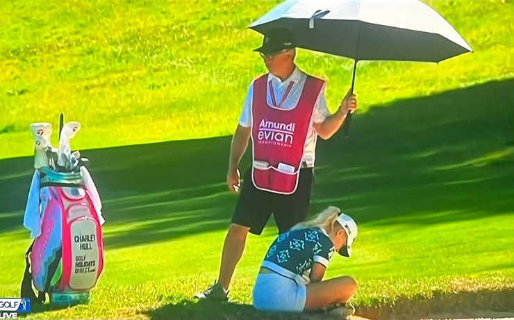 Charley Hull collapses, leaves course on stretcher, withdraws from the Amundi Evian Championship